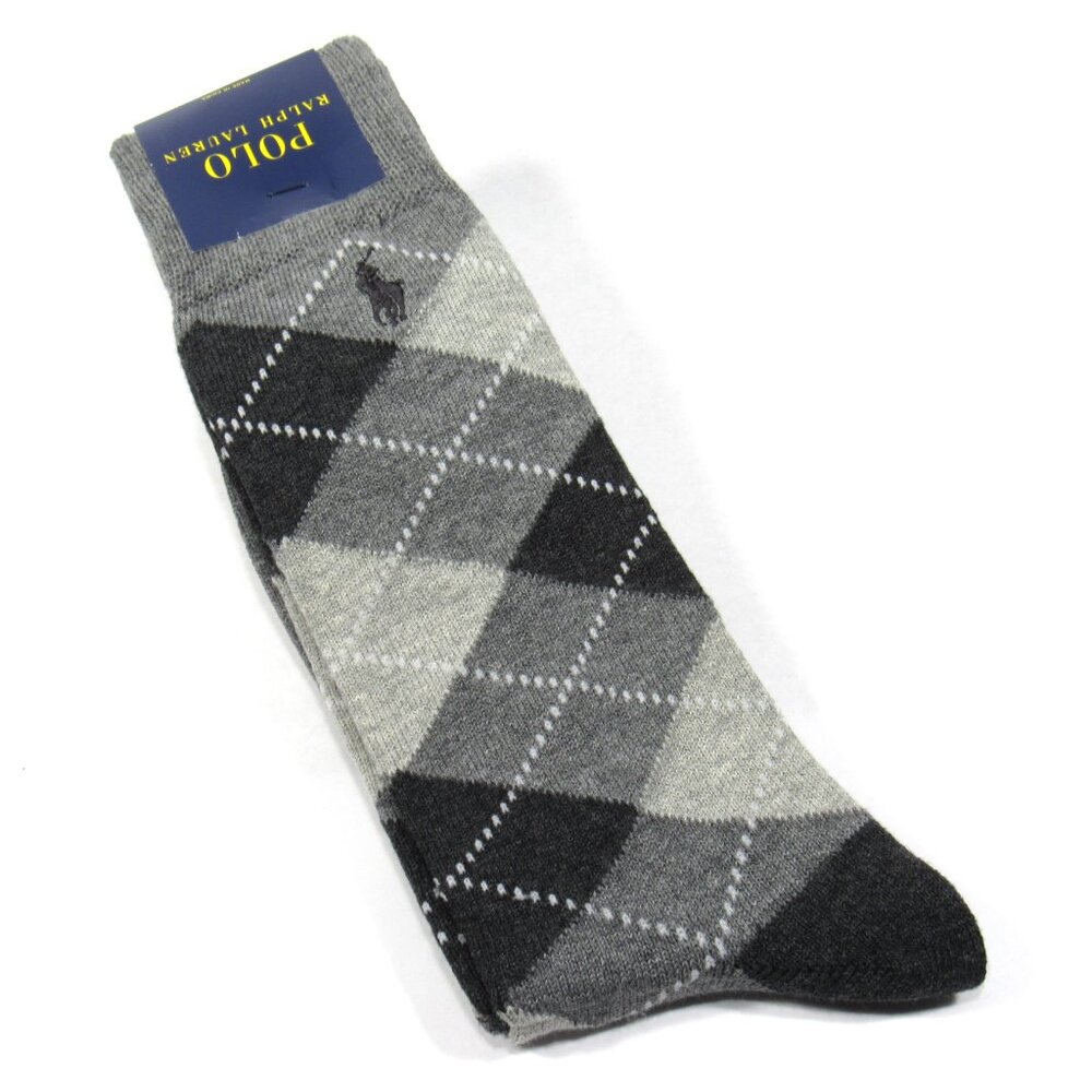 Polo Ralph Lauren Men's Cotton Argyle Dress Socks Gray Heather Size 10-13